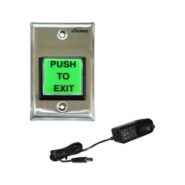 FPC-5429 Visionis VIS-7000 Green Square Request to Exit Button for Door Access Control with LED Light with Power Supply
