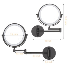 LED Bathroom Mirror，Bathroom Mirror with LED Light，Lighted Makeup Mirror with 3 Color Modes, Dimmable Light, Bathroom Mirror with Smart Touch Makeup Mirror, LED Makeup Vanity Mirror (Black)