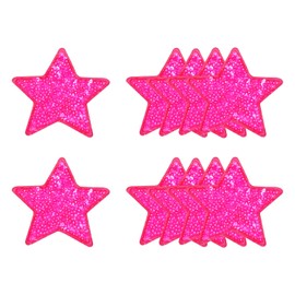 MECCANIXITY 10 Pcs Sequin Star Iron on Patches, 2.6 x 2.4 Inch Embroidery Sequin Patches for Clothing Repair Backpack Shoes Decoration, Rose Red
