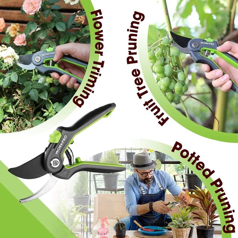 WORKPRO Bypass Pruning Shears 8’’ Stainless Steel Gardening Hand Pruner
