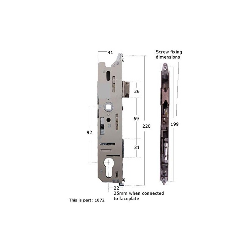 Fuhr Upvc Door Lock 856 Replacement Lock Case 25mm Backset