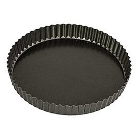 Bakemaster Non-Stick Loose Base Round Flan/Quiche Pan 25cm Diameter, Grey, 40032