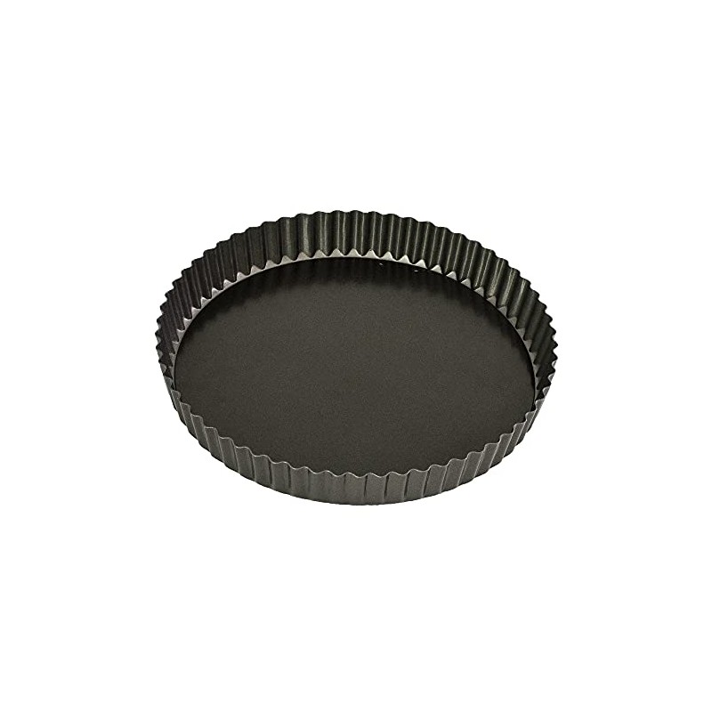 Bakemaster Non-Stick Loose Base Round Flan/Quiche Pan 25cm Diameter, Grey,