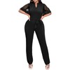 Yiershu Jumpsuit For Women Casual V Neck Sheer Ruffle Sleeve