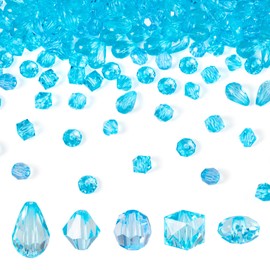 Boutigem 500Pcs Mixed Shape Transparent Acrylic Beads Faceted Round Cube Teardrop Bicone Rondelle Plastic Beads for Necklace Bracelet Jewelry Making