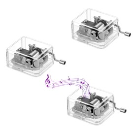 PARFCO Pack of 3 Musical Boxes, Transparent Music Box, Hand Crank, Acrylic Music Box, Adults, Offer Three Types of Songs, for Decoration, Gift and Memorial
