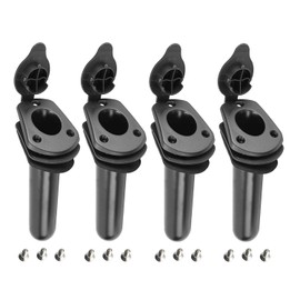 NovelBee 4 Pack of Kayak Deck Plastic Flush Mount Fishing Boat Rod Holders with Cap Cover,Gasket and Mounting Screws
