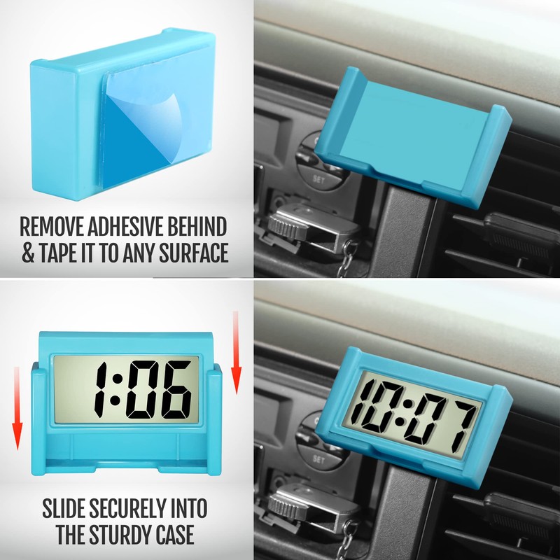Betus Car Dashboard Digital Clock - Vehicle Adhesive Clock with
