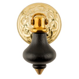 Small Victorian Era Ebony and Brass Drop Pull | Antique Cabinet Door, Dresser Drawer Hardware | Furniture Reproduction Hardware | UA-850-PSEB