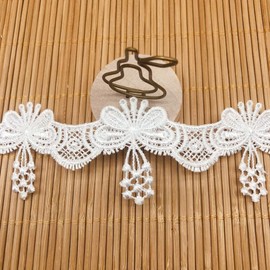 xingmo 7 Yards Lace Edge Trim Ribbon Embroidered Lace Trim Lace Edge Trim Floral Lace Ribbon 4 cm Wide (White)