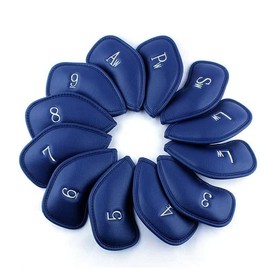 Leather Golf Headcovers Irons Set 12 Pcs Club Iron Head Covers in Blue