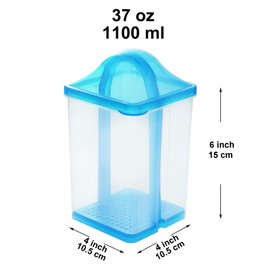 Youngever 2 Pack Pickle Container with Strainer, Plastic Pickle Holder with Strainer, Pickle Keeper with Lid (Blue Lid)