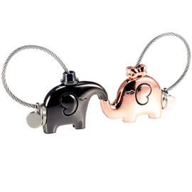 LHKJ 1 Pair of Lovers Keyring, Removable Lover Key Ring for Valentine's Greeting, Wedding, Christmas (Elephant)