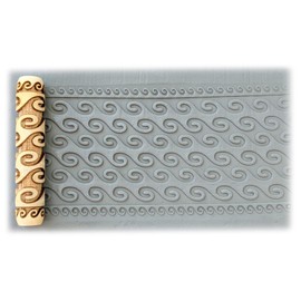 SOCWELL LLC pattern roller for clay, Greek Ocean, 4 inch(100mm) x 3/4" diameter size, made in USA of fine maple wood (SD2437)
