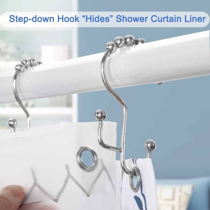 Shower Curtain Rings, SUTINE Shower Curtain Hooks, Stainless Steel Black