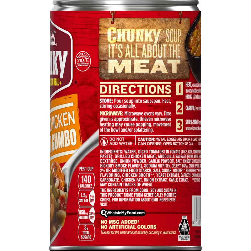 Campbell's Chunky Soup, Grilled Chicken & Sausage Gumbo, 18.8 oz
