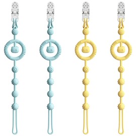 KIRZAX 4 Stück Silikon Schnullerkette Set, Mädchen & Jungen Schnullerkette für Baby, hält Schnuller sauber, weich & flexibel, BPA frei, langlebig & robust.