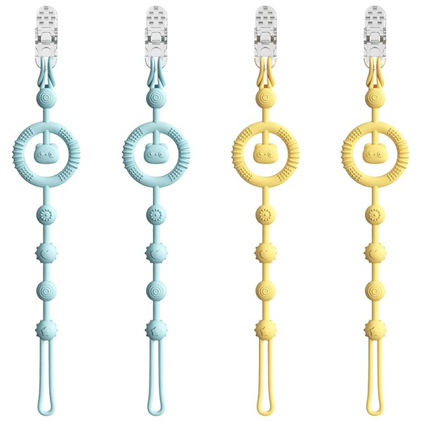 KIRZAX 4 Stück Silikon Schnullerkette Set, Mädchen & Jungen Schnullerkette