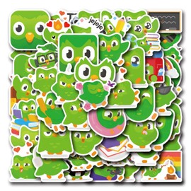 Duolingo Stickers 50 Pieces Cute Decoration for Car Laptop Skateboard Bicycle Moped Motorcycle Bicycle Computer Suitable for Adults Children Duolingo Sticker Set
