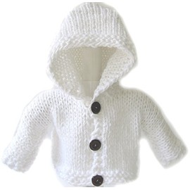 KSS Handmade White Hooded Unisex Baby Sweater/jacket 0-24 Months (24 Months)