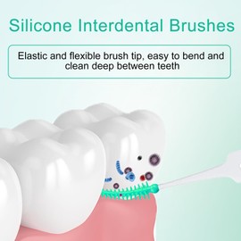 NXPUXP 200 Stück Interdentalbürste Weiche Silikon adaptive,Interdentalbürsten,Tragbarer Zahnseidehalter mit doppeltem Verwendungszweck,Zur Reinigung der Zahnzwischenräume(blau,grün)