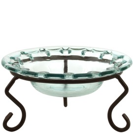 Couronne Company Ribbon Recycled Glass Bowl & Metal Stand, 8", Clear, 1 Piece