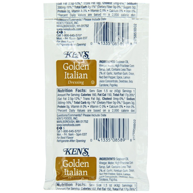 Ken's Golden Italian Dressing, 1.5 oz, 60 count