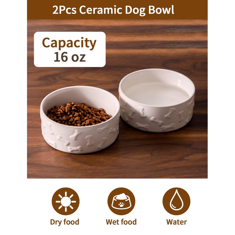 UBEE Ceramic Dog Bowl Set of 2, 5.1 inch Dog