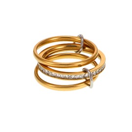 GAUEIOUR Gold 14k Rings for Women Fidget Ring,Chunky Stackable Cubic Zirconia Rings Set for Women,Teen Girls Non Tarnish Gold Anxiety Ring Stackable Thumb Stainless Steel Jewelry (Size 7)