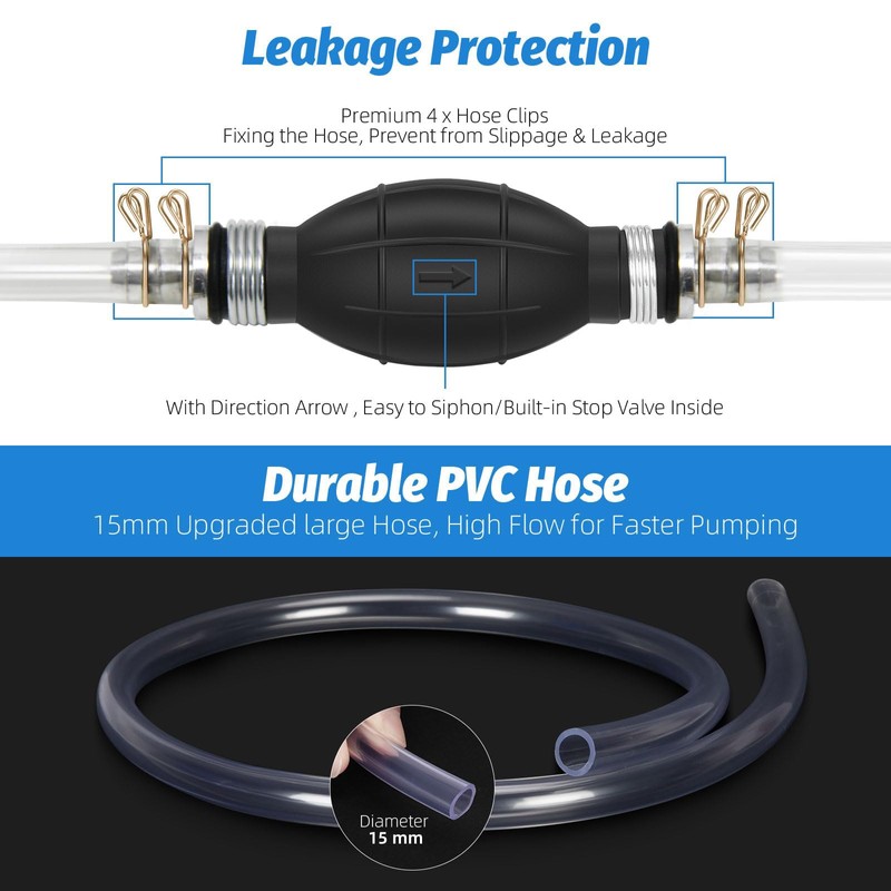 Gasoline Siphon Hose, Gas Oil Water Fuel Transfer Siphon Pump,