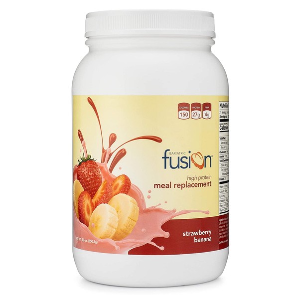 Bariatric Fusion Strawberry Banana Meal Replacement 27g Protein Powder, 21 Serving Tub for Bariatric Surgery Patients Including Gastric Bypass and Sleeve Gastrectomy - No Gluten, Aspartame or Sugar
