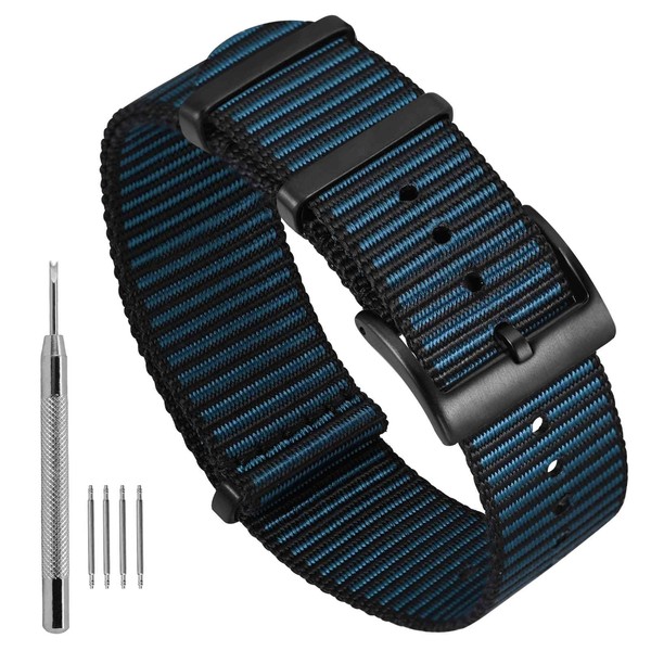 Ayadoo Stripe Nylon Watch Bands, Sport One-Piece Watch Strap Compatible