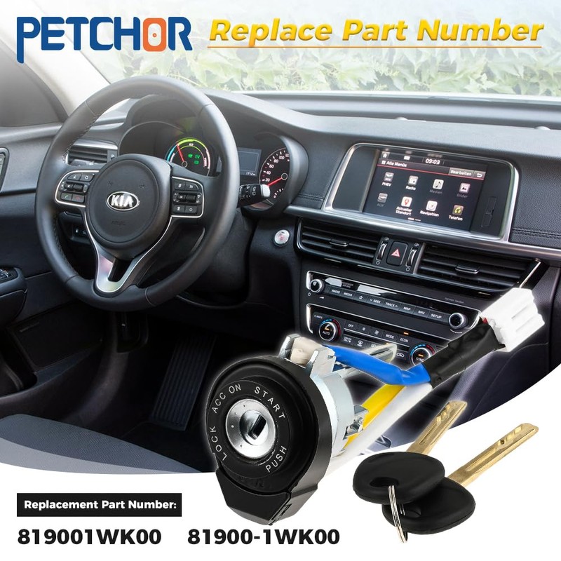 PETCHOR 81900-1WK00 Ignition Lock Cylinder Switch with 2 Keys, Door