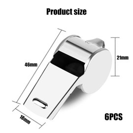 RIBHNXHI Whistle Metal Sports Whistle with Lanyard Loud Crisp Sound for Coaches Referees Teachers Police Emergency Training 6 Pack Stainless Steel