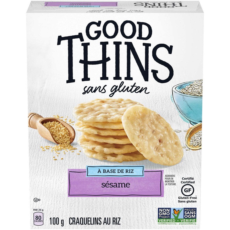 Mondelez Canada Inc Good Thins Rice Sesame Crackers, 100g/3.5oz, Box,