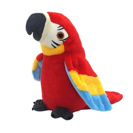 Vincilee Talking Parrot Repeats What You Say Mimicry Pet Toy Plush Buddy Parrot Children Gift (RED
