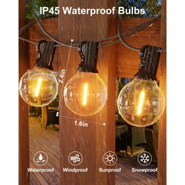 GLUROO 200FT(100FT*2PC) Outdoor String Lights, G40 LED Patio Lights with 100+4 Bulbs, Waterproof Shatterproof Dimmable Globe Hanging Outdoor Patio Lights Cafe, Bistro Outside Lights for Patio