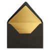 10 x metallic gold lined envelopes DIN C5, black, 156