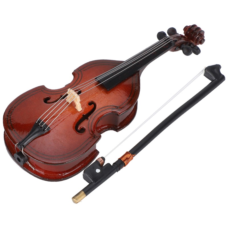 Mini Bass Ornaments Wooden Small Musical Instrument Model Home Decoration
