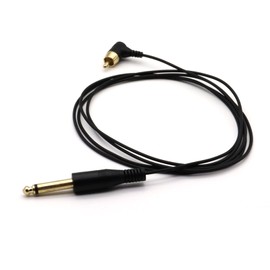 LOKEKE Tattoo Clip Cable, Gold-Plated OD2.2MM 6.35MM to RCA Male to Male with 90 Degree Tattoo Clip Machine Connector Power Cable Cord for Tattoo, 5.9FT(M to M 90 Degree, Black)