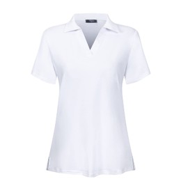 Vidusou Golf Shirts for Women,Tennis Polo Womens Short Sleeve Athletic T-Shirts Sport Activewear Workout Golf Apparel Running Outdoor Clothes White XL