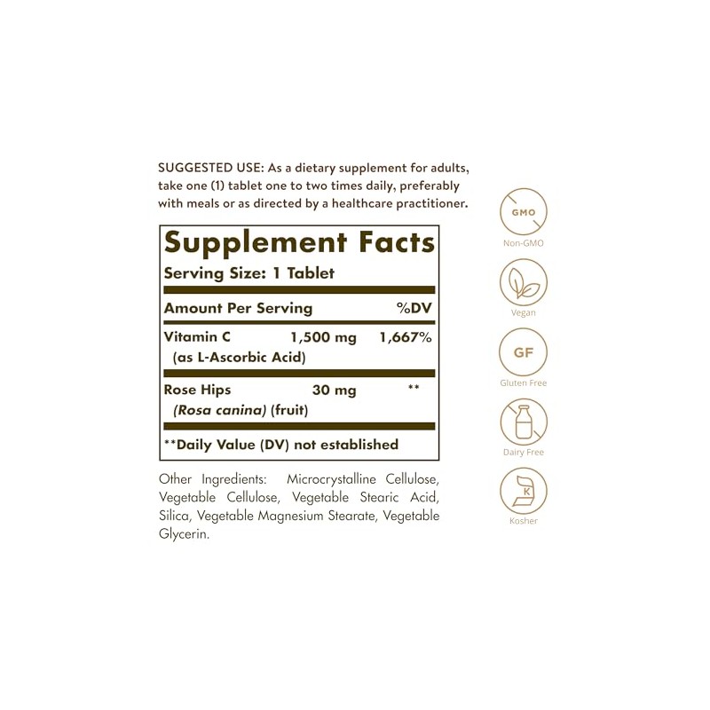 Solgar Vitamin C 1500 mg with Rose Hips Tablets -