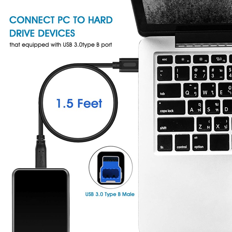 Jelly Tang USB 3.0 Cable A to B 3Ft, Superspeed
