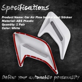TUINCYN Universal Car Hood Scoop Vent Cover Decorative Air Flow Intake Ventilation White Cover(Pack of 2)