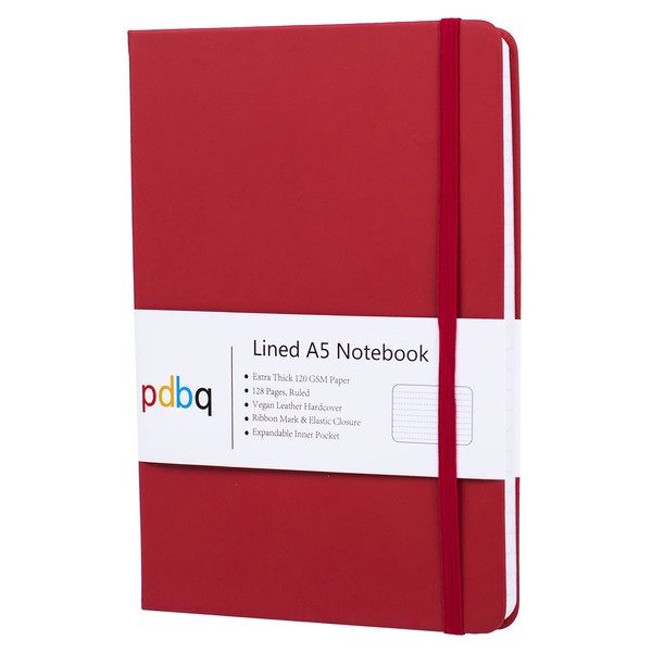 pdbq A5 Notebook Hardback Journal Lined Notebook A5 Inner Pocket