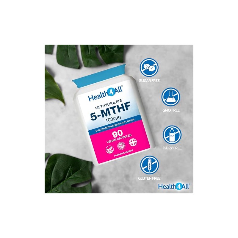 5-MTHF Methylfolate 1000mcg, 90 Capsules, 3 Month Supply, Active Folic