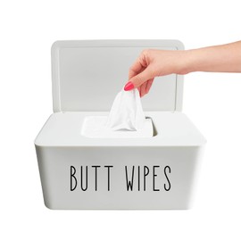 Moorfowl Butt Wipes Dispenser for Bathroom, Upgrade Size(8.2L x 4.9W x 3.9H inches), Large Capacity Flushable Wipes Holder Container for Restroom