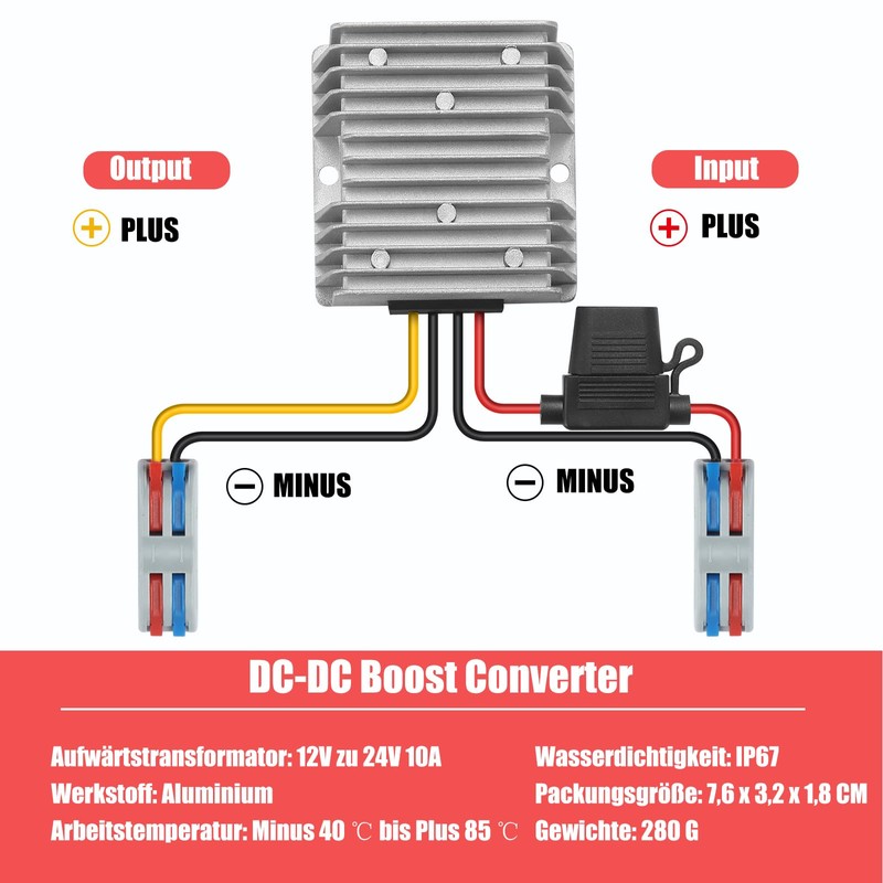 YBBOTT Step Up DC/DC Converter 12 V to 24 V