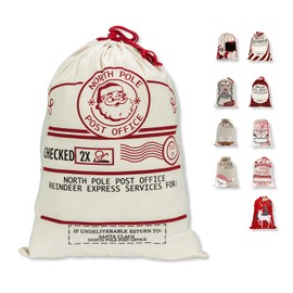LessMo Large Santa Christmas Sack, Christmas Bag Santa Sack with Drawstring, [Place to Write Wishes] Santa Xmas Gift Packing Bags for Christmas Party Decoration (Oldman Head)