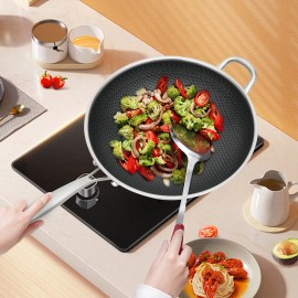 Unbrand Non Stick Double Sided Screen Honeycomb Wok Stainless Steel Kitchen Frying Pan
